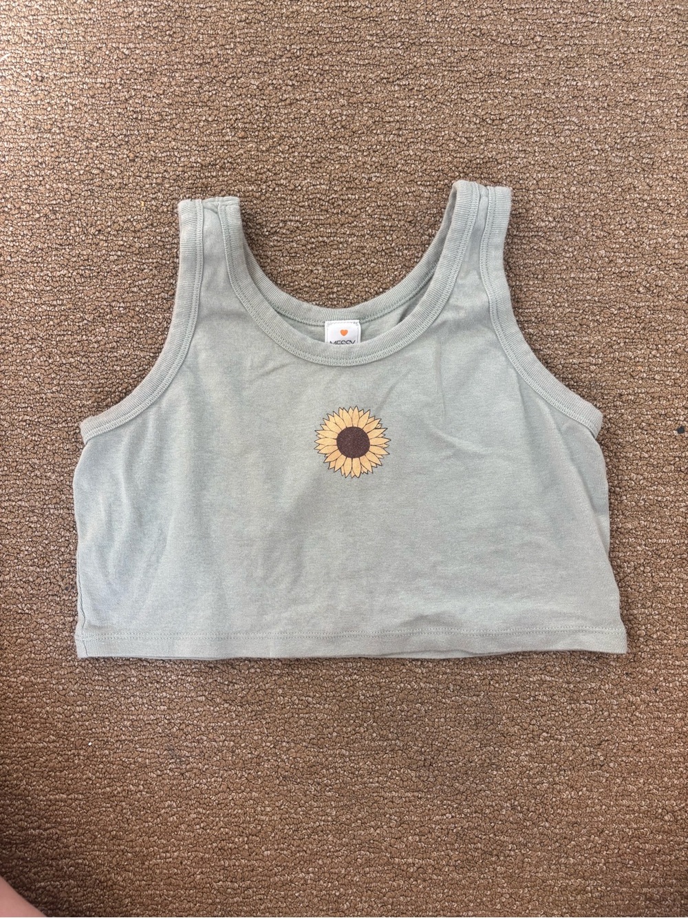 Sunflower Cropped Tank Top - Sage Green